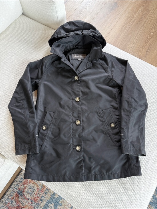 Eddie Bauer Jackets & Blazers - Eddie Bauer Black Hooded Raincoat